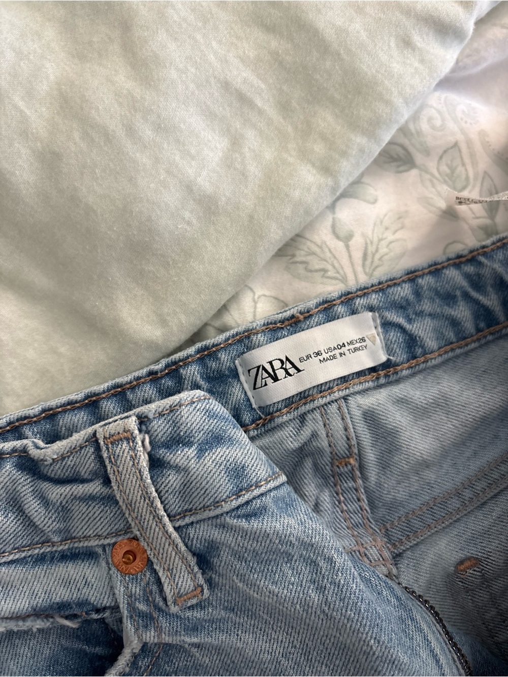 ZARA Light Blue Denim Jeans with Copper Detail